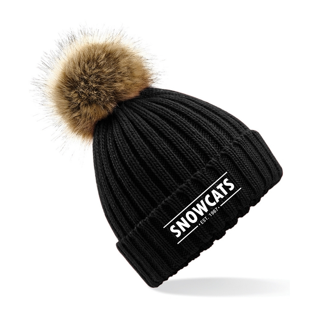 Faux Fur Pom Pom Chunky Beanie - Image 2