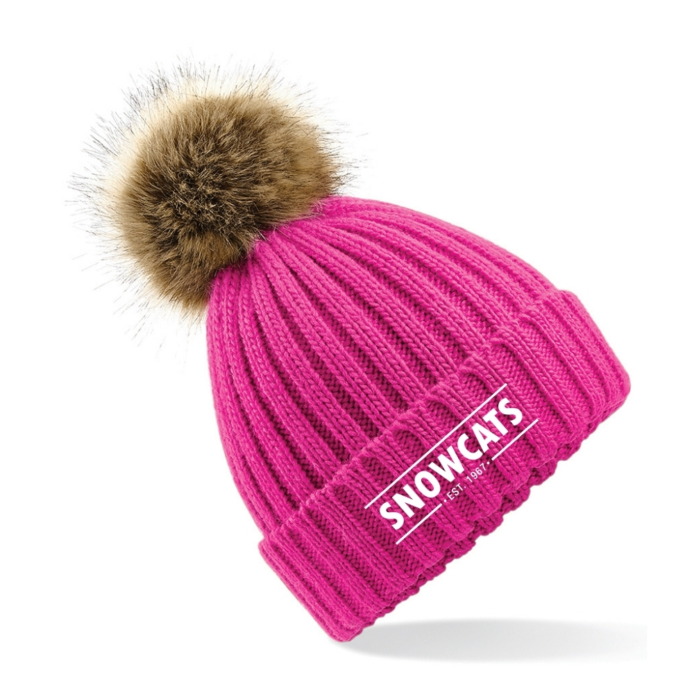 Faux Fur Pom Pom Chunky Beanie - Image 3